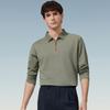 Judger Men's Antibacterial Elastic Half-Zip Long-Sleeve Polo Shirt