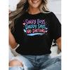 Sorry Boys Daddy Says No Dating Watercolor Letter T Shirt Cute Heart Splash Print Girls Funny Casual Short Sleeve Tee