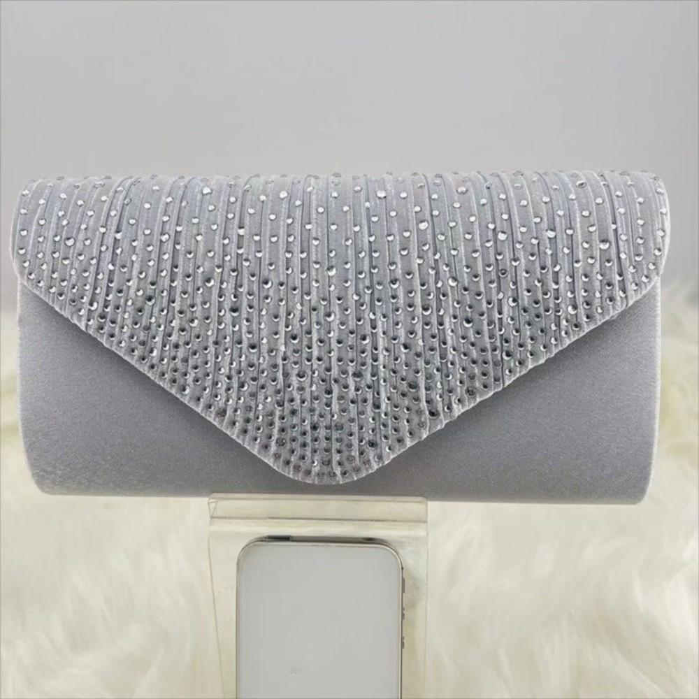 Large Capacity Women Evening Handbag Rhinestone Wedding Clutch Elegant Crossbody Bag  Party