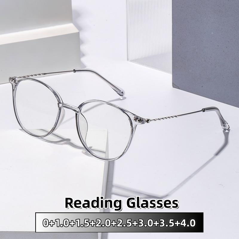 Anti-blue Light Fashionable Retro Round-framed Reading Glasses Women Color Splicing Eye Protection Comfortable Eyewear 0 TO +4.0
