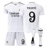 Teens Kids Adults Football Kits Sport Training Jersey Set with Socks 24/25 Real Madrid Home #9 Mbappé