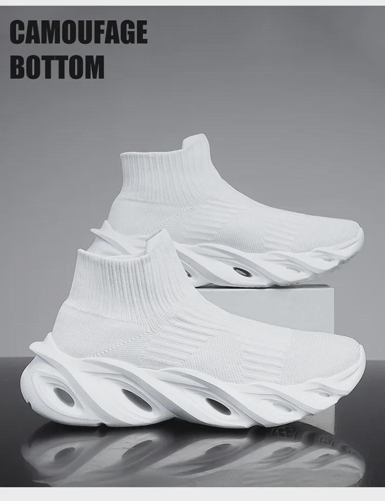 Men's Autumn Lightweight Knit Sneakers - Breathable, Sock-Style, Blade Design for Running and Casual Wear