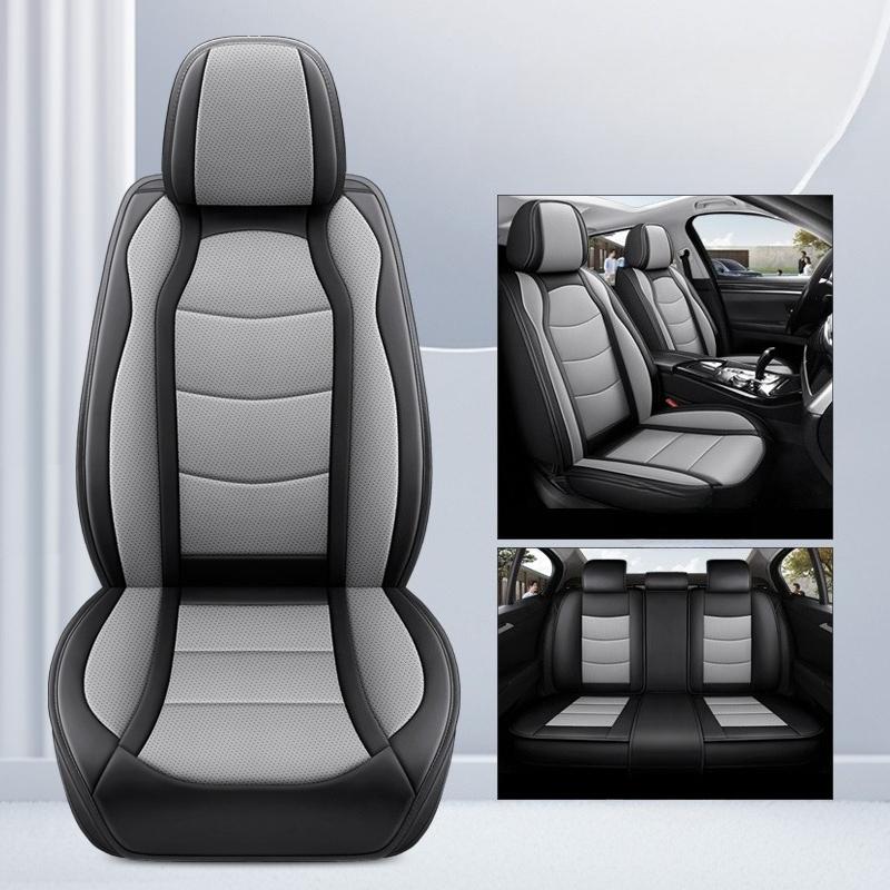 Color-Blocking Car Seat Covers - Full Coverage 5-Seater Set, Perforated PU Leather, Perfect Fit, Universal Fit for Most Cars