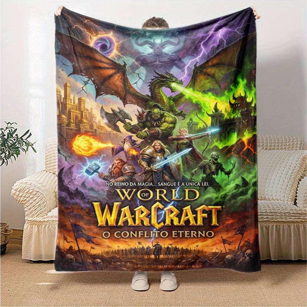 World of Warcraft Print Flannel Blanket High Quality Warm Comfortable Cover for All Seasons Perfect for Gifts Home Decor