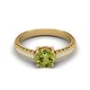 0.97 Ctw Round Peridot 925 Sterling Silver Gold Vermeil Solitaire Women Wedding Ring