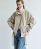 VERDEMAR High-Neck Belted Leather Blouson_Cream