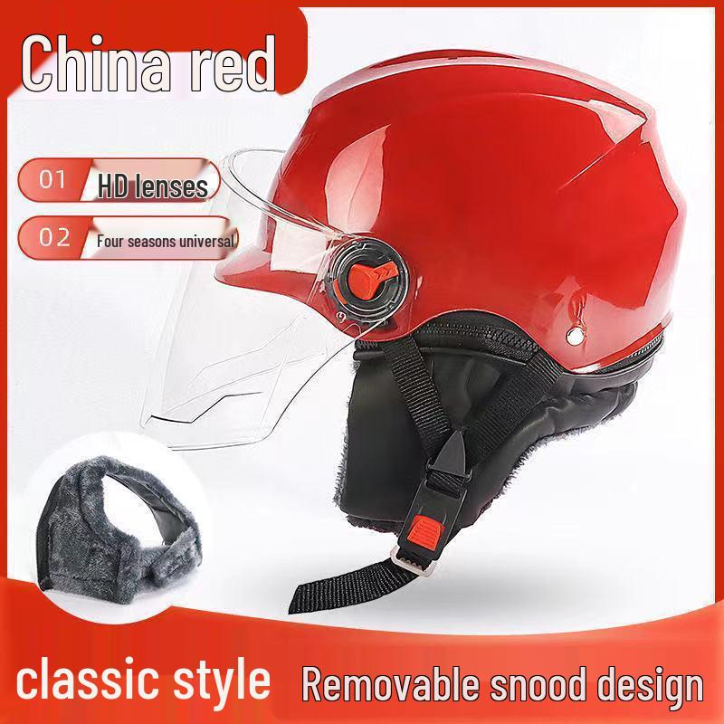Unisex Winter Electric Vehicle Helmet with Warm Liner and Cute Design