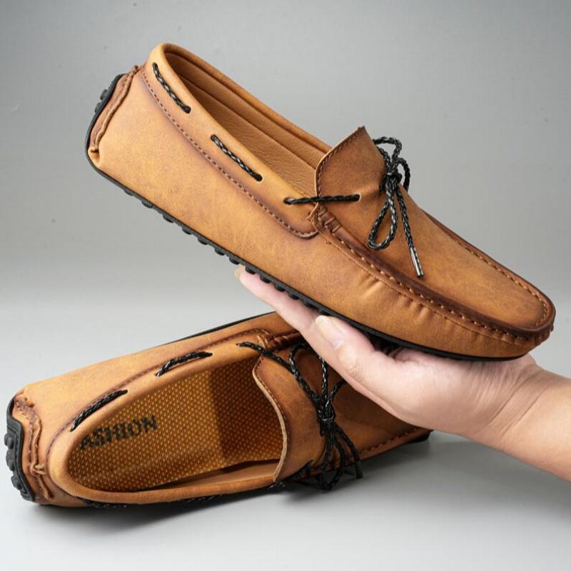 

2026 Genuine Leather Men Casual Shoes Luxury Brand Mens Loafers Moccasins Breathable Slip on Black Driving Shoes Plus Size 38-46 38 коричневый