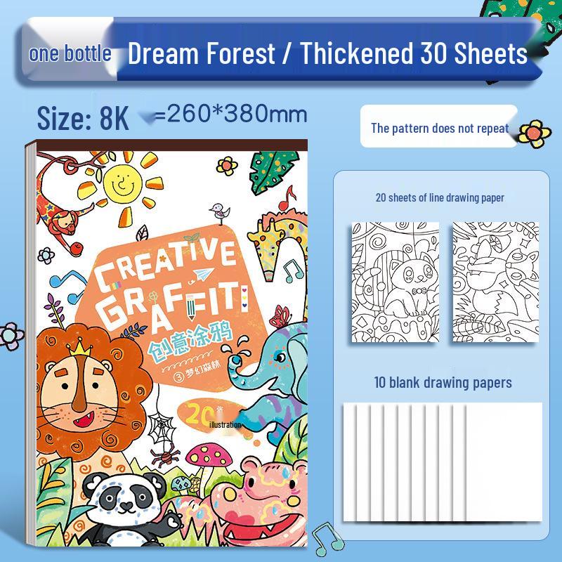 Kids' Art & Doodle Book: Thickened Hand-Painted Coloring for Kindergarten & Primary