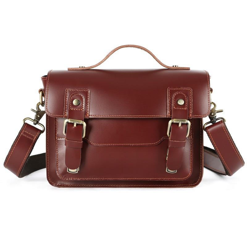 European American Retro Men's Crazy Horse Leather Handbag Top Layer Cowhide High-end Small Square Bag Crossbody Messenger