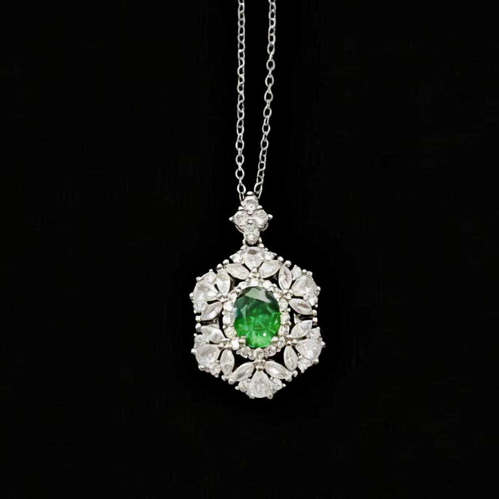 Luxury Jewelry Imitation Sri Lankan Sapphire Necklace Full Diamond High Carbon Diamond Treasure Pendant Collarbone Chain