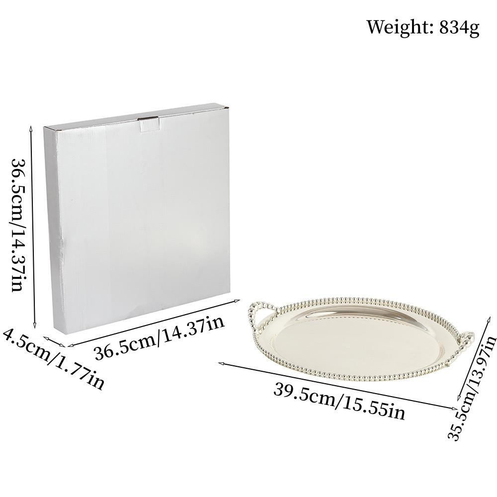 European Style Polishing Texture Circle Shape Tray,Silver Alloy Tea Disc Home Cheese Food Plate,Snack Disc Table Decoration