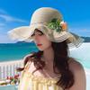 Fashionable Adult Simulation Flower Wave Straw Weaving Sun Protection Straw Hat Summer Versatile Seaside Big Brim Beach Sun Hat