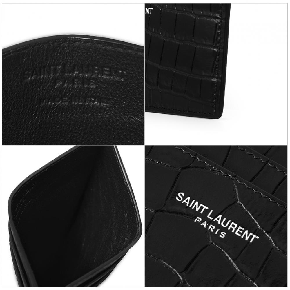 Saint Laurent 375946 Dze0e 1000 Klassischer Kartenhalter mit Krokodilprägung