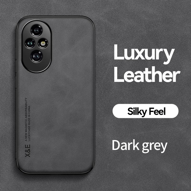 

KEYSION Роскошный Ретро Чехол из ПУ кожи для HONOR 200 Pro 5G Мягкий Силикон+ПК Ударопрочная Задняя Крышка для Телефона для Huawei Honor 200 5G for Honor 200 темно серый