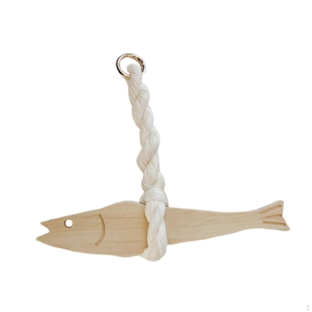 Hanging Wooden Fish Ornament with Cotton Rope for Home And Office Decor