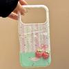Korean Style Ins Floral Pink Stripe 3D Strawberry iPhone 17 Pro Max Case for Women Double Layer 16 Pro Cover