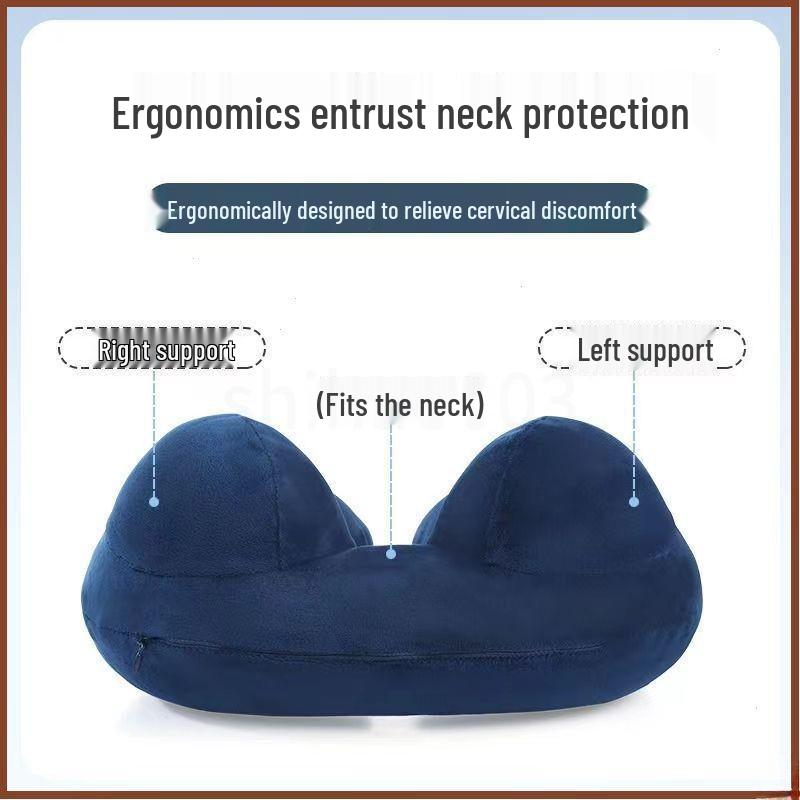 U-förmiges Reise-Nackenkissen - Zum Aufblasen drücken, Tragbare Stütze für Flüge und Geschäftsreisen