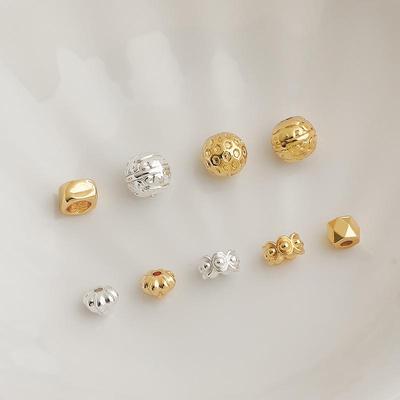 14K Gold Filled Yuanbao Spacer Beads: Asymmetrical Melon Pattern Bracelet Beads for DIY Jewelry