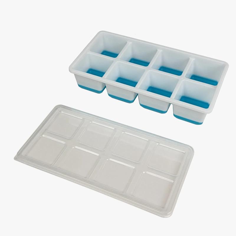 

Large Reusable Ice Cube Trays Easy-Release Flexible Ice Cube Molds With Lids Big Square Cubed Ice Trays For Cocktail Coffee синий