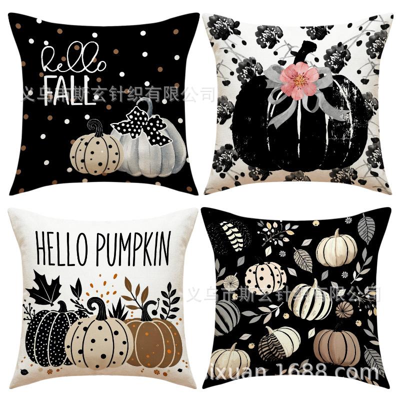 Thanksgiving New Cushion Cover Living Room Harvest Decoration Pumpkin Print Cushion Autumn Set Cushion Cover