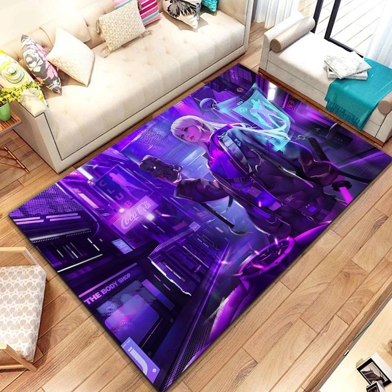 Cyberpunk urban nightscape printed carpet, living room bedroom home decoration carpet, bathroom anti-skid rugs for bedroom