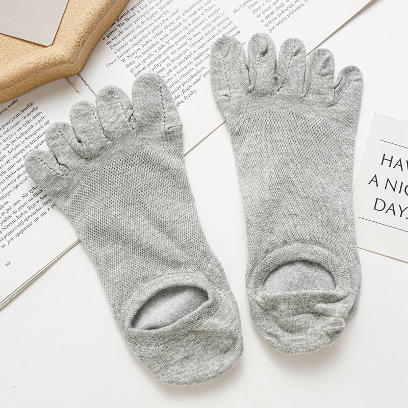 Men's Five-finger Socks Summer Thin Breathable Split Toe Socks Invisible Mesh Boat Socks Solid Color Cotton Socks Deodorant Sweat-absorbent Socks