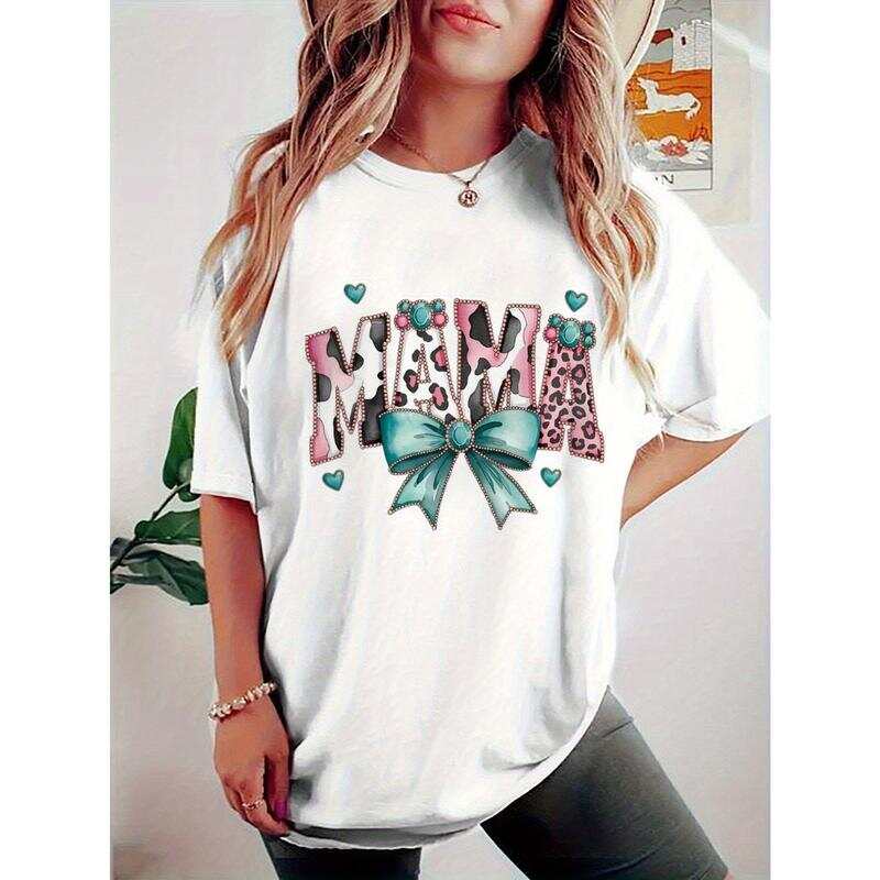 

Unisex s Oversized Loose Fit Graphic T-Shirt - Mama Design with Hearts L
