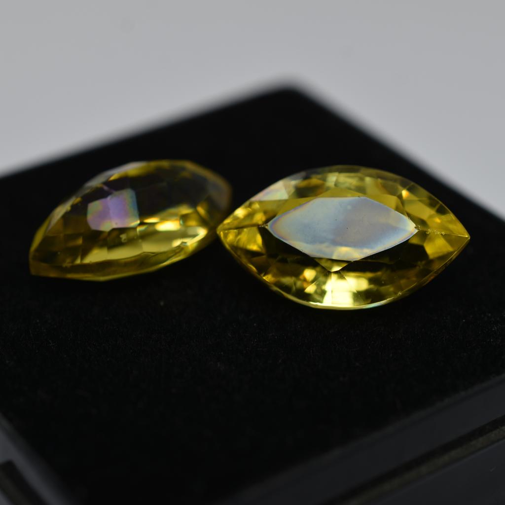 Natural Yellow Sapphire   18.89 Carat Marquise Cut Loose Gemstone Pair