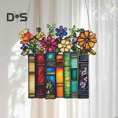 Acryl-Blumenbuch-Hängedekoration für drinnen und draußen, für Zuhause, Garten, Wand, Fenster, zum Aufhängen, Buntglas, Sonnenfänger, Ornament, Anhänger, Einweihungsgeschenk