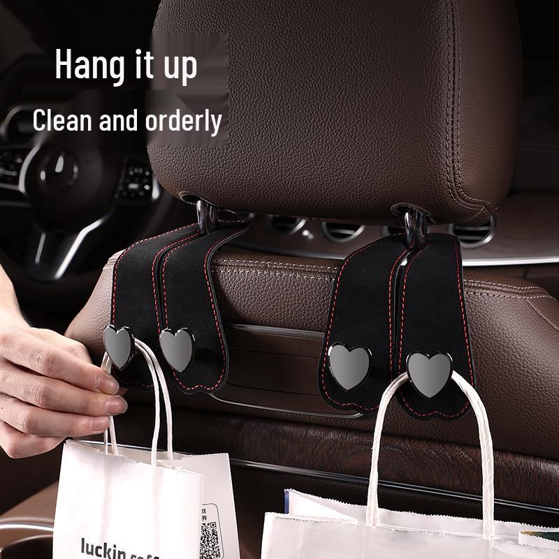 Heart-Shaped Car Seat Back Double Hooks for Hidden Storage