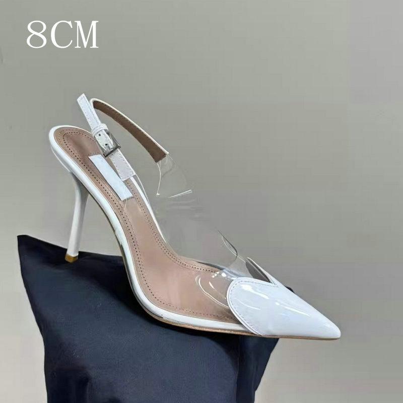 Summer 2025 New French Toe Cap, Pointed Toe, Transparent Pvc Fashion, Red High Heels