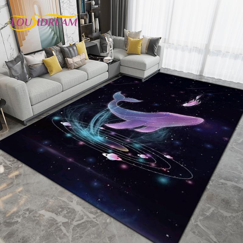 Ocean Underwater World Fish Dolphin Octopus Area Rug,Carpet Rug for Living Room Bedroom Sofa,Kitchen Bathroom Non-slip Floor Mat