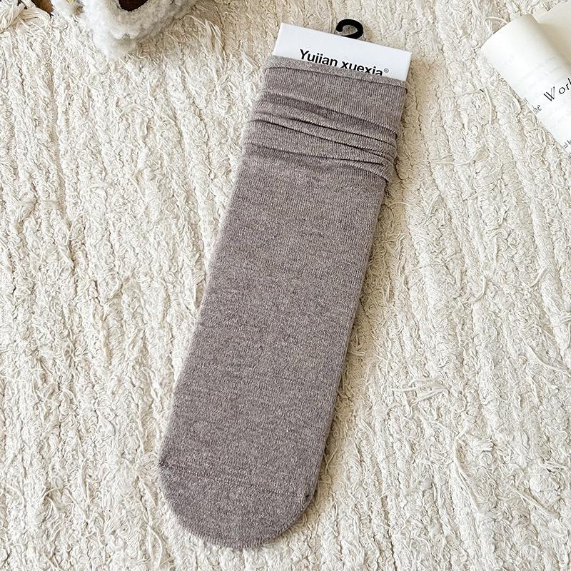 Skarpety Wełniane Dziecięce Jednokolorowe Skarpetki do Nakładania Sezonowe Ciepłe Zwijane Bezszwowe Skarpety Poporodowe Kaszmirowe Skarpety Średniej Długości Damskie