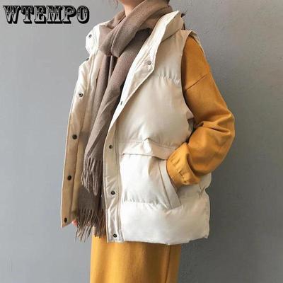 Veste d'hiver en duvet pour femme, veste tendance à col montant, veste sans manches en coton, veste épaisse et chaude