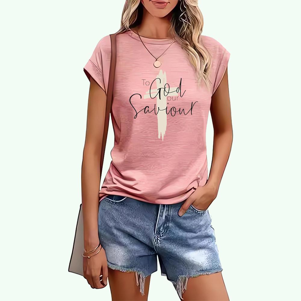 Damenmode Kurzarm T-Shirt Frühling&Sommer Lässig Floral Bedrucktes Top Damen Rundhals T-Shirt