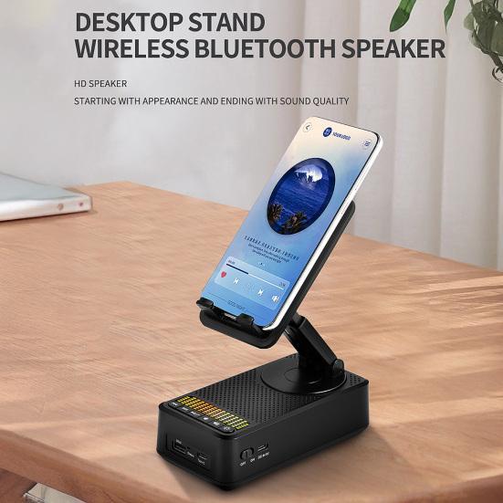 Mobile Phone Stand with Bluetooth-compatible Speaker Portable Folding Phone Stand USB Drive Holder Quick Charging Phone Holder