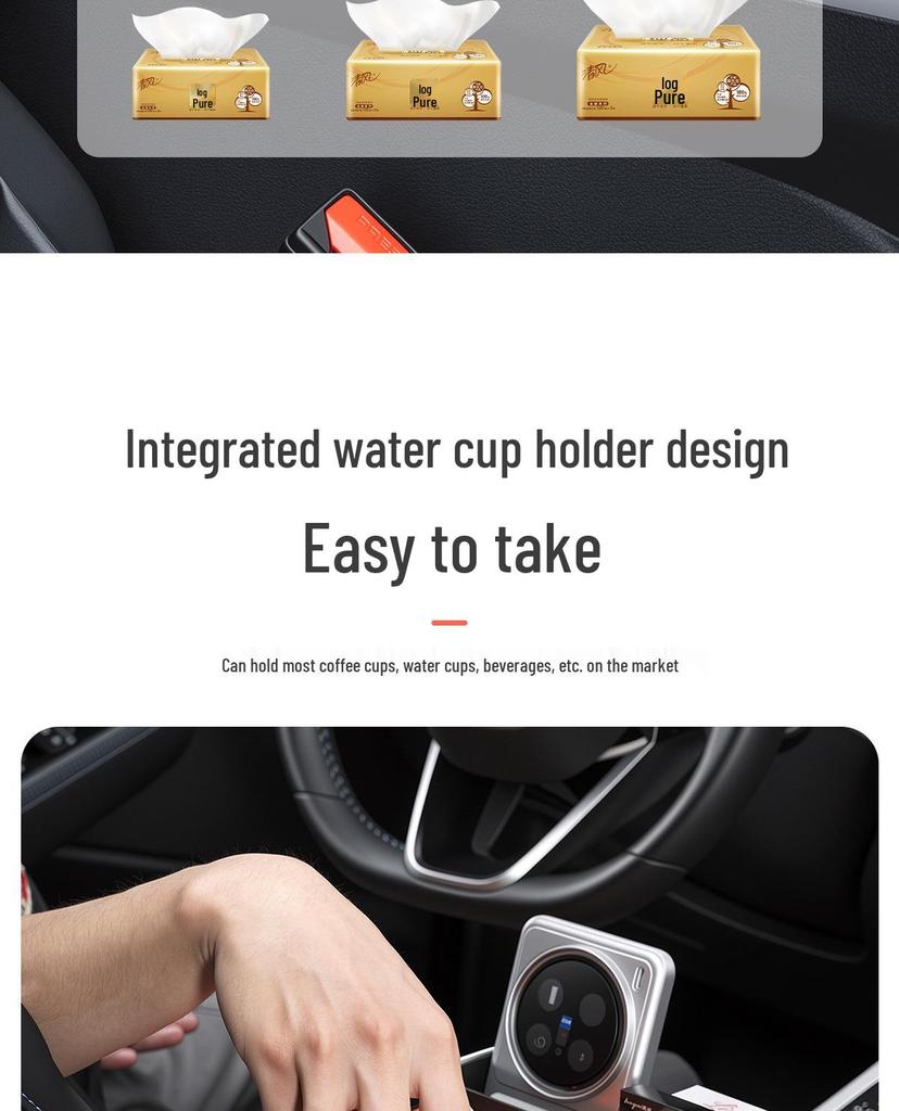 Compatible Tissue Box and Cup Holder for Zeekr Models X007, 001, 009, 7X, 8X, 9X, MIX - Car Armrest Storage Solution
