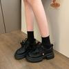 Small Leather Shoes Women's New Spring and Autumn Style Bow Retro British Style Platform Height Increase Mary Jane Loafers