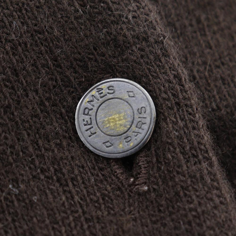 Hermes Serie Button Cardigan Brown Cashmere Women Used