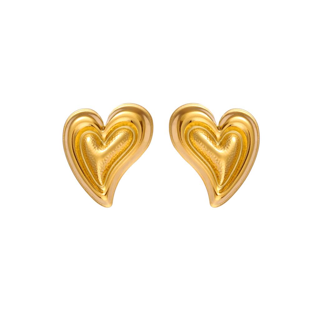 Trendy Stainless Steel Heart Necklace  Earrings Set - Personalized and Versatile