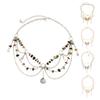 Women Necklace Multi Layer Chain Imitation Pearls Decor Butterflies Charm Choker Necklace Adjustable Length Neck Jewelry