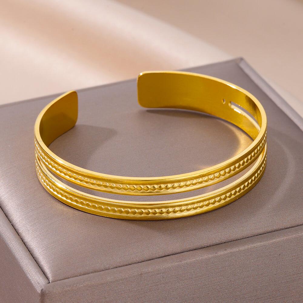316L Stainless Steel Bangles For Women Vintage Punk Open Wide Bangle Bracelets Exquisite Wedding Jewelry Gift