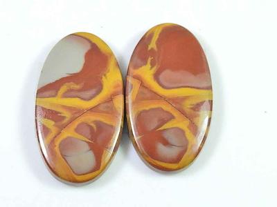 18Κ. Φυσικός Ιασπις Νορένα (12mm X 23mm το καθένα) Ζεύγος Οβάλ Καμποσόν Match SK-2713