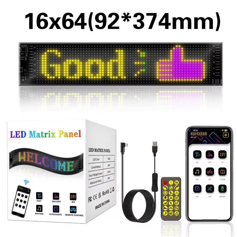 Devil's Eye Light Programmable led Windshield Display for Car Truck LED Matrix Panel Bluetooth App Remote Control Custom Animate