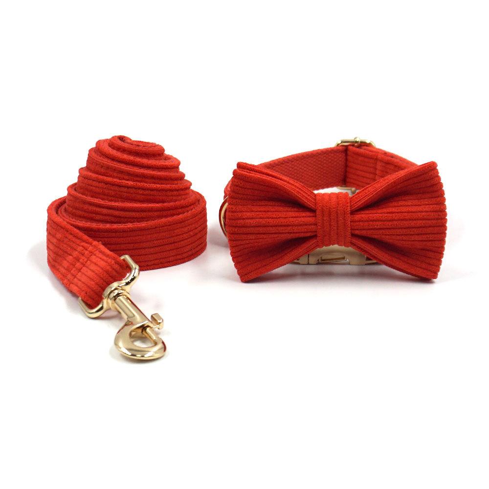 

Pumpkin Red Velvet Pet Collar Towing Rope Bow Tie+ ETSY+ Dog Collar Towing Strap