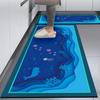 Household Diatom Mud Kitchen Special Floor Mat Blue Floor Mat Kitchen Non-slip and Dirt-resistant Foot Mat Oil-proof and Waterproof Floor Mat