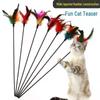 Extra Langer Langlebiger Katzen-Spielangel mit bunten Federn - Spielzeug zur Linderung von Langeweile bei Kätzchen