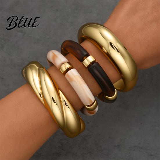 Wrist Layering Set 4Pcs/Set Women Bracelet Opening Adjustable High-Polishing Metal