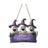 Halloween Gnome Door Sign Wooden Boo Gnome Hanging Sign Rustic Happy Halloween Ghost Sign for Farmhouse Front Door Porch Wall Decoration